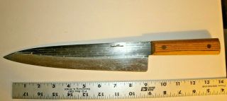 Sharp Vtg Forgecraft High Hi - Carbon Steel Professional Butcher Knife 10 " Blade