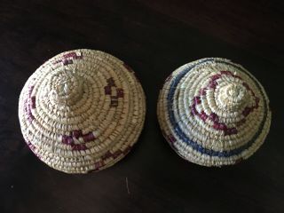 Native Eskimo Hand Woven Basket w/Lid Set of 2 2