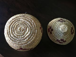 Native Eskimo Hand Woven Basket w/Lid Set of 2 5
