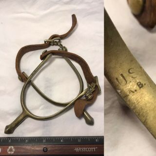 Vintage Wwi Us Army Marked Calvary Horse Spurs W/ Ab August Buermann Maker Mark