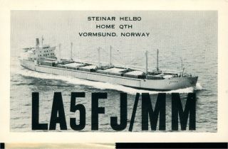 La5fj Steinar Helbo Vormsund,  Norway 1967 Vintage Ham Radio Qsl Card