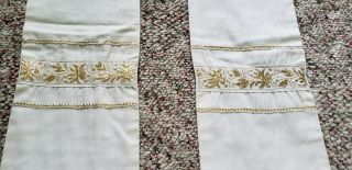 CLERGY STOLE LITURGICAL VESTMENT HAND CRAFTED CREAMY WHITE W/GOLD TRIM 4
