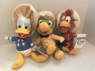 Disney Store Three Caballeros Bean Bag Plush Donald,  Jose And Panchito Nwt