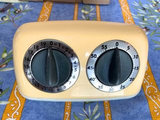 Vintage Amco Two Timer Yellow Plastic Double Timer Streamlined