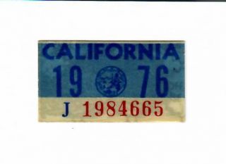 1976 California License Plate Validation Sticker,  Near Dmv Issued