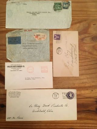 La Choy 20,  VINTAGE Old Stamped Envelopes USA & Foreign 9 4