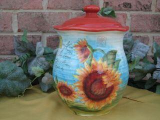 Cerified International Susan Winget Cookie Jar Canister W/ Lid Meadow Sunflower