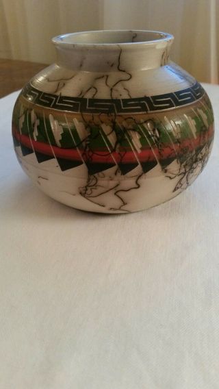 Navajo - Etched Horse Hair Sgraffito Pottery Vase Agnes Woods