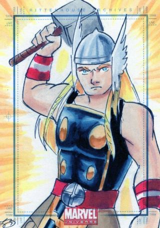 Marvel Universe 2011 - Color Sketch Card By Artist Unknown - Thor