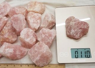 Quality Natural Pink Rough Rose Quartz Crystal S.  Dakota 10 - 12 Oz 3 - 4 Inch Each