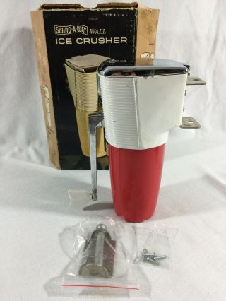 Vintage Red & White Swing Away Wall Mount Ice Crusher And Hardware