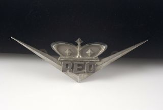 Rare Vintage Reo Metal Auto Truck Hood Emblem Ornament - Gas & Oil