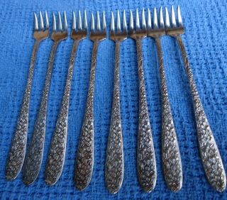 Vintage National Silver Co.  Narcissus Silverplate Seafood Cocktail Forks Set Of 8