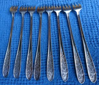 Vintage National Silver Co.  Narcissus Silverplate Seafood Cocktail Forks Set Of 8 4