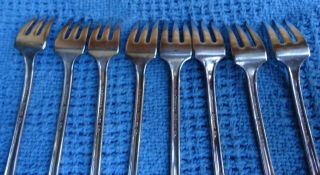 Vintage National Silver Co.  Narcissus Silverplate Seafood Cocktail Forks Set Of 8 5