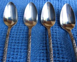 Vintage National Silver Co.  Narcissus Silverplate Ice Tea Spoons Set Of 6 3