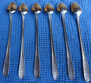Vintage National Silver Co.  Narcissus Silverplate Ice Tea Spoons Set Of 6 6