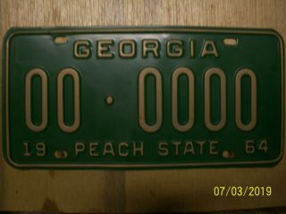 1964 Georgia Sample License Plate.  000000