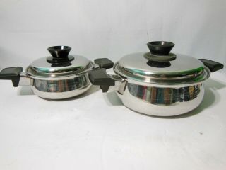 Set Of 2 Royal Queen Mc2000 5 Ply T304 Stainless Steel Saute Pan Pot With Lids