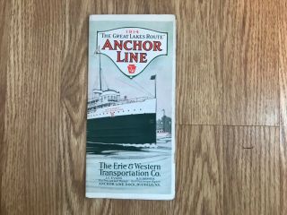 Antique 1914 Erie & Western Great Lakes Anchor Line Ship Brochure