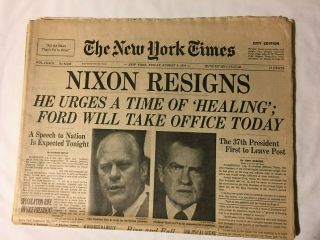 Vintage Ny Times August 9,  1974 " Nixon Resigns "