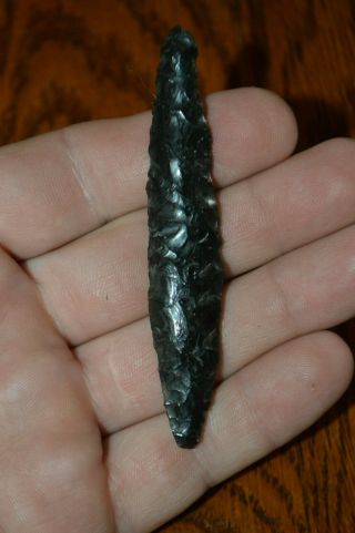 Black Obsidian Archaic Bi - Pointed Knife Cascade Knife Modoc Co,  Ca 3.  25