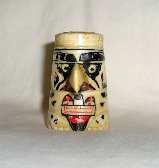 Vintage Carved Bone Tlingit Totem Eagle Salt Shaker - Would Make Great Pendant