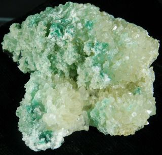 A Big Cluster Of Calcite Crystals On A Light Green Chrysocolla Peru 120gr