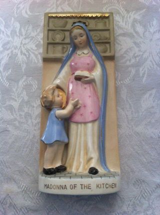 Vintage 1958 Madonna Of The Kitchen,  Ceramic,  3 - D Standing/wall Plaque Japan Vgc