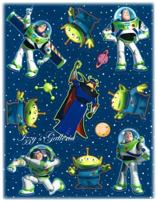 Vintage Hallmark Disney Toy Story Buzz Lightyear Aliens Movie Space Stickers