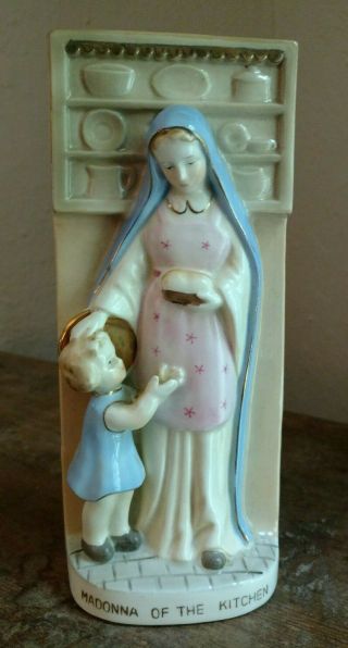 Vintage Madonna Of The Kitchen Figurine Figure Wall Hanging Virgin Mary Plaque