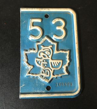 1953 British Columbia Bc Canada License Plate Metal Tab Tag Nos Totem Pole