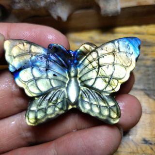 Natural Labradorite Crystal Hand Carved Butterfly 29g