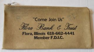 Illinois Flora,  Il Flora Bank & Trust Vintage Zipper Bank Bag