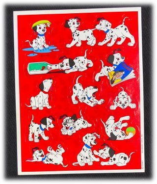 Vintage Disney Cartoon 101 Dalmatians Playful Dogs Stickers Sheet