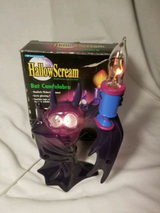 Trendmasters Hallowscream Bat Candelabra Realistic Flame Flickers Glows W/ Box