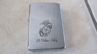 Zippo Lighter - Us Marine Corps Logo - Air Ground Combat Center - 29 Palms Ca.