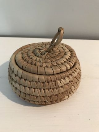 Vintage Small Native American Basket With Lid