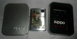 Unfired Zippo Lighter,  Dated 2006 John Wayne,  The Green Barets