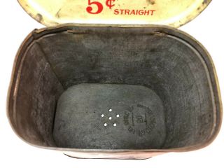 Rare Vintage RIGBY ' S Tobacco Can Cigar Humidor Tin 5¢ Straight MANSFIELD,  OHIO 8