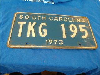 Vintage License Plate Tag South Carolina Sc 1973 Tkg 195 Rustic $4 Combine Ship