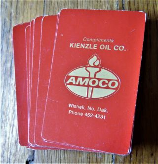 Vtg Deck Of Advertising Playing Cards,  Amoco Kienzle Oil Co,  Wishek Nd