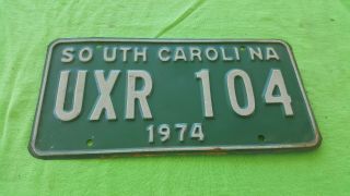 Vintage License Plate Tag South Carolina Sc Uxr 104 1974 Rustic $4 Combine Ship