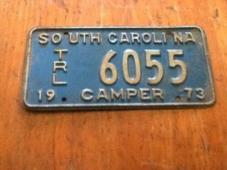 Vintage License Plate Tag South Carolina Sc Trailer 1973 Rustic $4 Combine Ship