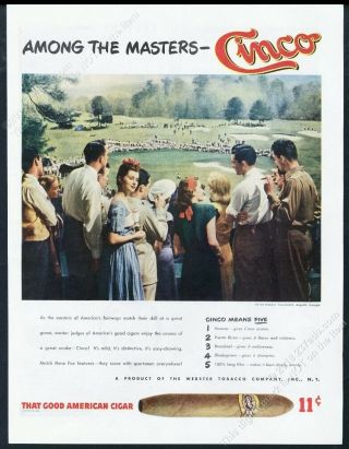 1947 The Masters Golf Course Augusta Photo Cinco Cigar Vintage Print Ad