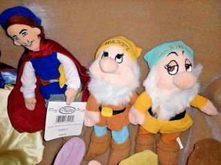 Set of 10 Disney Bean Bag Plush Toys Snow White Seven 7 Dwarfs Tags Beanie Dolls 3