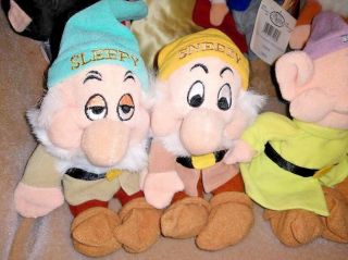 Set of 10 Disney Bean Bag Plush Toys Snow White Seven 7 Dwarfs Tags Beanie Dolls 4