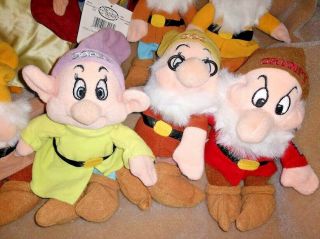 Set of 10 Disney Bean Bag Plush Toys Snow White Seven 7 Dwarfs Tags Beanie Dolls 5