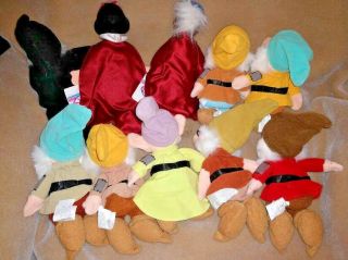 Set of 10 Disney Bean Bag Plush Toys Snow White Seven 7 Dwarfs Tags Beanie Dolls 6