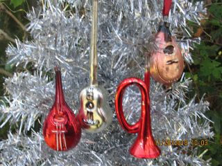 Antique German Feather Tree Musical Instruments Lutes,  Guitar,  Mandolin & More